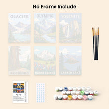 Load image into Gallery viewer, Mini Paint by Numbers Set 6"x8" (6 pieces) - National Parks - Pacific Coast and Cascades