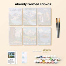 Load image into Gallery viewer, Mini Paint by Numbers Set 6"x8" (6 pieces) - National Parks - Pacific Coast and Cascades