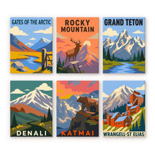 Load image into Gallery viewer, Mini Paint by Numbers Set 6"x8" (6 pieces) - National Parks - Alaska and Northern Rockies Figured'Art