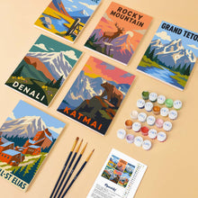 Load image into Gallery viewer, Mini Paint by Numbers Set 6"x8" (6 pieces) - National Parks - Alaska and Northern Rockies