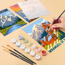 Load image into Gallery viewer, Mini Paint by Numbers Set 6"x8" (6 pieces) - National Parks - Alaska and Northern Rockies