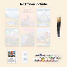 Load image into Gallery viewer, Mini Paint by Numbers Set 6"x8" (6 pieces) - National Parks - Alaska and Northern Rockies