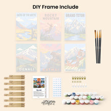 Load image into Gallery viewer, Mini Paint by Numbers Set 6"x8" (6 pieces) - National Parks - Alaska and Northern Rockies
