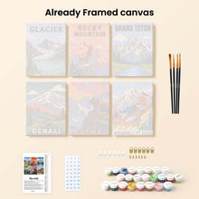Load image into Gallery viewer, Mini Paint by Numbers Set 6"x8" (6 pieces) - National Parks - Alaska and Northern Rockies
