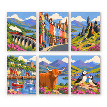 Load image into Gallery viewer, Mini Paint by Numbers Set 6"x8" (6 pieces) - Scotland Travel Classics Figured'Art