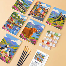 Load image into Gallery viewer, Mini Paint by Numbers Set 6"x8" (6 pieces) - Scotland Travel Classics