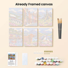 Load image into Gallery viewer, Mini Paint by Numbers Set 6"x8" (6 pieces) - Scotland Travel Classics