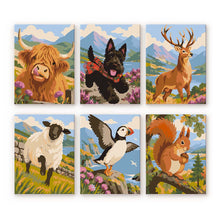 Load image into Gallery viewer, Mini Paint by Numbers Set 6"x8" (6 pieces) - Scottish Animals Figured'Art