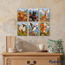 Load image into Gallery viewer, Mini Paint by Numbers Set 6"x8" (6 pieces) - Scottish Animals