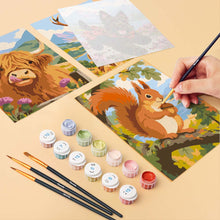 Load image into Gallery viewer, Mini Paint by Numbers Set 6"x8" (6 pieces) - Scottish Animals