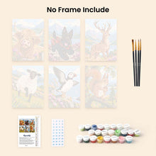 Load image into Gallery viewer, Mini Paint by Numbers Set 6"x8" (6 pieces) - Scottish Animals