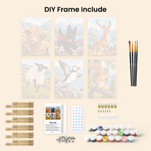 Load image into Gallery viewer, Mini Paint by Numbers Set 6"x8" (6 pieces) - Scottish Animals