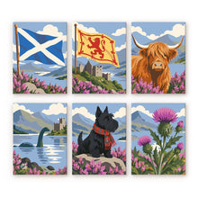 Load image into Gallery viewer, Mini Paint by Numbers Set 6"x8" (6 pieces) - Scottish Icons Collection Figured'Art