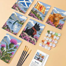 Load image into Gallery viewer, Mini Paint by Numbers Set 6"x8" (6 pieces) - Scottish Icons Collection