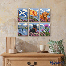 Load image into Gallery viewer, Mini Paint by Numbers Set 6"x8" (6 pieces) - Scottish Icons Collection