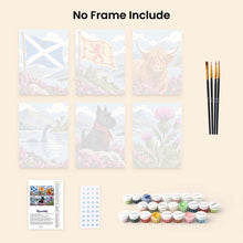 Load image into Gallery viewer, Mini Paint by Numbers Set 6"x8" (6 pieces) - Scottish Icons Collection
