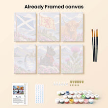 Load image into Gallery viewer, Mini Paint by Numbers Set 6"x8" (6 pieces) - Scottish Icons Collection