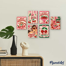 Load image into Gallery viewer, Mini Paint by Numbers Set 6"x8" (6 pieces) - Cherry Sweet Life