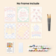 Load image into Gallery viewer, Mini Paint by Numbers Set 6"x8" (6 pieces) - Retro Kitchen and Café