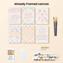 Load image into Gallery viewer, Mini Paint by Numbers Set 6"x8" (6 pieces) - Retro Kitchen and Café