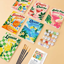 Load image into Gallery viewer, Mini Paint by Numbers Set 6"x8" (6 pieces) - Summer Sips