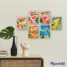 Load image into Gallery viewer, Mini Paint by Numbers Set 6"x8" (6 pieces) - Summer Sips