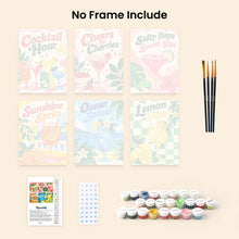 Load image into Gallery viewer, Mini Paint by Numbers Set 6"x8" (6 pieces) - Summer Sips