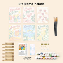Load image into Gallery viewer, Mini Paint by Numbers Set 6"x8" (6 pieces) - Summer Sips