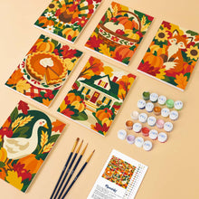 Load image into Gallery viewer, Mini Paint by Numbers Set 6"x8" (6 pieces) - Thanksgiving Folk Art