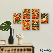 Load image into Gallery viewer, Mini Paint by Numbers Set 6"x8" (6 pieces) - Thanksgiving Folk Art