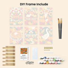 Load image into Gallery viewer, Mini Paint by Numbers Set 6"x8" (6 pieces) - Thanksgiving Folk Art