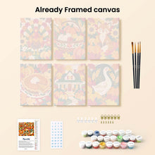 Load image into Gallery viewer, Mini Paint by Numbers Set 6"x8" (6 pieces) - Thanksgiving Folk Art