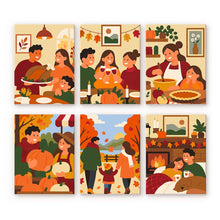 Load image into Gallery viewer, Mini Paint by Numbers Set 6"x8" (6 pieces) - Cozy Thanksgiving Figured'Art