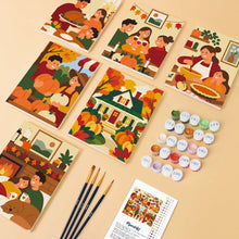 Load image into Gallery viewer, Mini Paint by Numbers Set 6"x8" (6 pieces) - Cozy Thanksgiving
