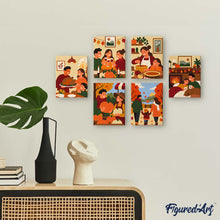 Load image into Gallery viewer, Mini Paint by Numbers Set 6"x8" (6 pieces) - Cozy Thanksgiving