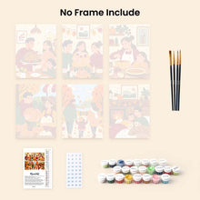 Load image into Gallery viewer, Mini Paint by Numbers Set 6"x8" (6 pieces) - Cozy Thanksgiving