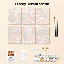 Load image into Gallery viewer, Mini Paint by Numbers Set 6"x8" (6 pieces) - Cozy Thanksgiving