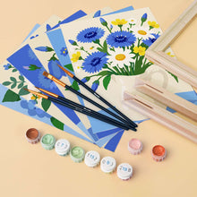 Load image into Gallery viewer, Mini Paint by Numbers Set 6"x8" (6 pieces) - Blue Wildflowers