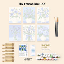 Load image into Gallery viewer, Mini Paint by Numbers Set 6"x8" (6 pieces) - Blue Wildflowers
