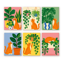 Load image into Gallery viewer, Mini Paint by Numbers Set 6"x8" (6 pieces) - Cats and Houseplants Figured'Art