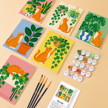 Load image into Gallery viewer, Mini Paint by Numbers Set 6"x8" (6 pieces) - Cats and Houseplants