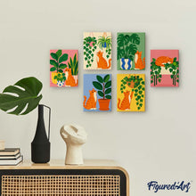 Load image into Gallery viewer, Mini Paint by Numbers Set 6"x8" (6 pieces) - Cats and Houseplants