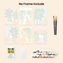 Load image into Gallery viewer, Mini Paint by Numbers Set 6"x8" (6 pieces) - Cats and Houseplants