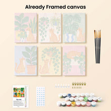 Load image into Gallery viewer, Mini Paint by Numbers Set 6"x8" (6 pieces) - Cats and Houseplants