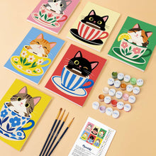 Load image into Gallery viewer, Mini Paint by Numbers Set 6"x8" (6 pieces) - Cats in Teacups