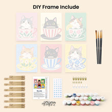 Load image into Gallery viewer, Mini Paint by Numbers Set 6"x8" (6 pieces) - Cats in Teacups
