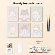Load image into Gallery viewer, Mini Paint by Numbers Set 6"x8" (6 pieces) - Cats in Teacups