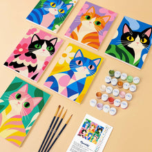 Load image into Gallery viewer, Mini Paint by Numbers Set 6"x8" (6 pieces) - Colorful Cats