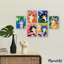 Load image into Gallery viewer, Mini Paint by Numbers Set 6"x8" (6 pieces) - Colorful Cats