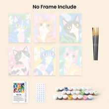 Load image into Gallery viewer, Mini Paint by Numbers Set 6"x8" (6 pieces) - Colorful Cats